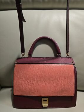 Furla EUC Two-Tone Top-Handle Satchel in Coral and Plum 10x8x4